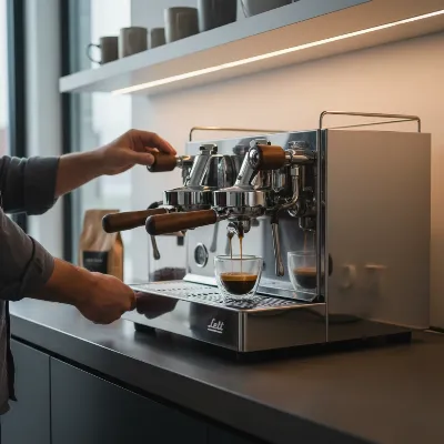 High-end Lelit Bianca V3 espresso machine in a sophisticated home coffee bar setup